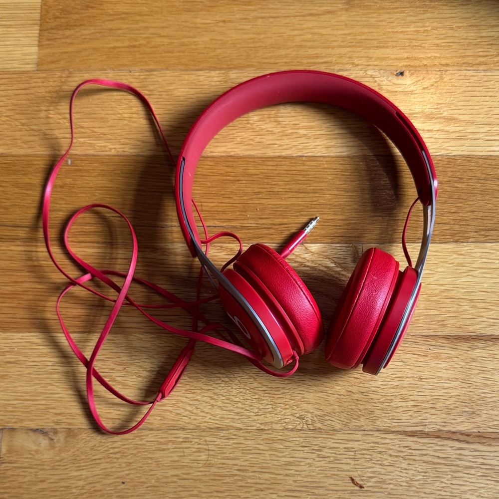 Red Wired Beats Headphones